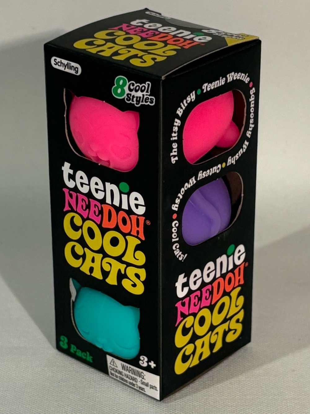 🐾 [NEW] NEE DOH TEENIE COOL CATS 3-PACK PINK CUDDLES PURPLE JINXY BLUE WHISKERS